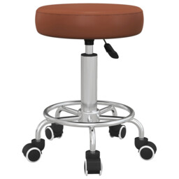 Salon Stool Brown Pu Leather Steel Adjustable 42x42x64cm Foam Seat