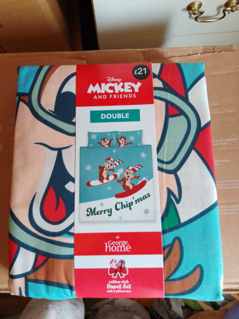 Christmas Duvet Cover Set Double Disney Chipmunks Chip & Dale