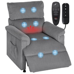 Homcom Massage Recliner With Quiet Motor, Power Reclining Chair, Grey
