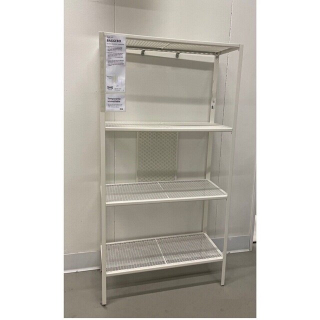 Brand Ikea Baggebo Shelving Unit White Metal Bookcase Storage Rack