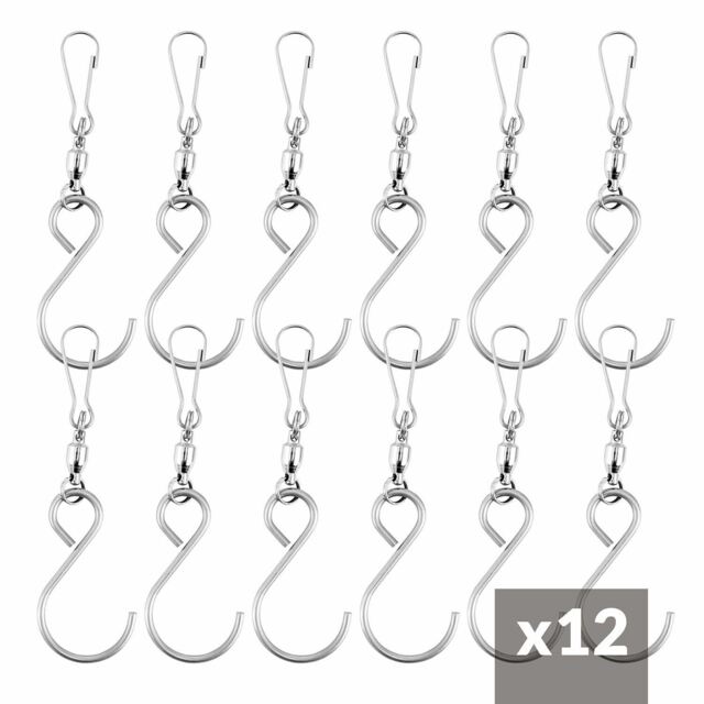 Pack Of 12 Heavy Duty Hanging Stainless Steel S Shaped Swivel Hook