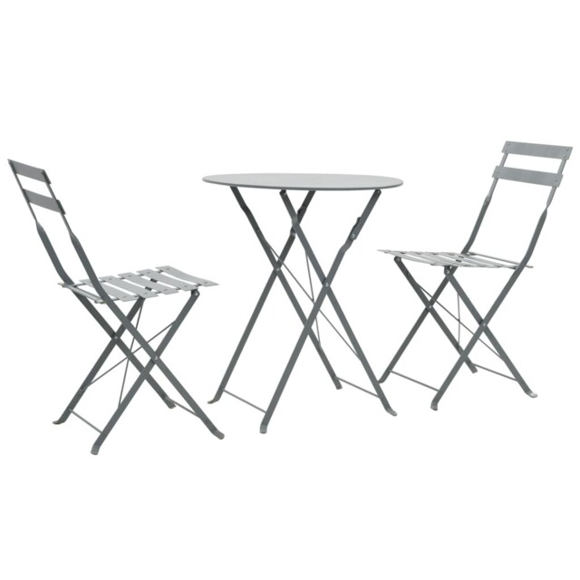 3pc Folding Bistro Set Steel Garden Patio Table & Chairs Outdoor