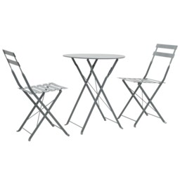 3pc Folding Bistro Set Steel Garden Patio Table & Chairs Outdoor