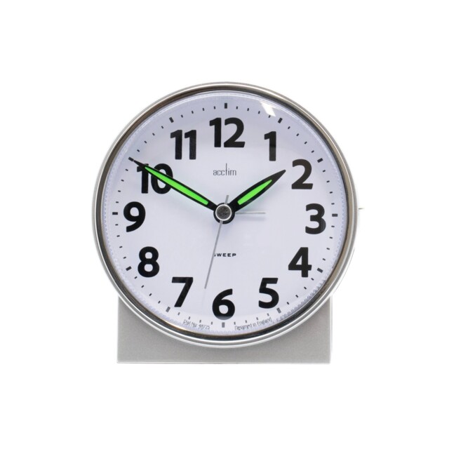 Acctim Micah Alarm Clock, Analogue Display, Non-ticking, Blue Led