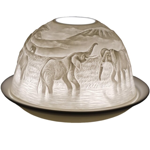 Cello Porcelain Tealight Holder Dome - Elephant Design With One Size,