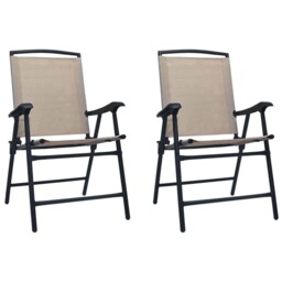 Folding Garden Chairs Set Of 2 Acacia Wood & Textilene Foldable