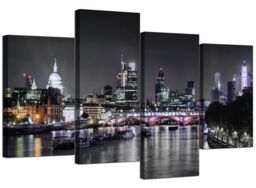 Canvas Wall Art Of London Skyline For Your Living Room - 4 Panel -