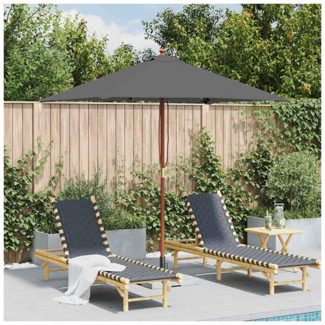 Garden Parasol Anthracite 150x200cm Fabric Canopy Wooden Pole 235cm