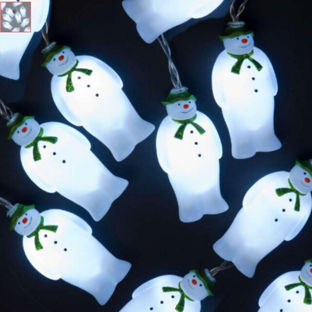 10 Snowman Christmas String Lights Indoor Festive Ice White Led