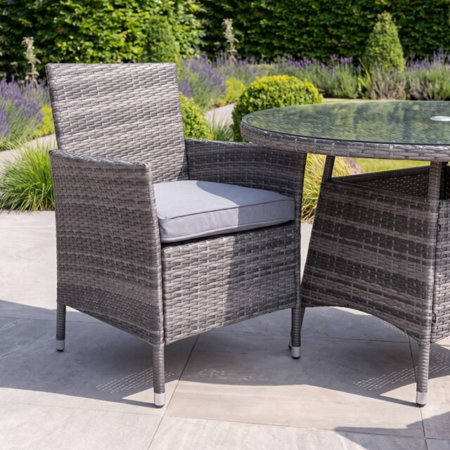 Charles Bentley Garden Outdoor Pair Of Rattan Dining Chairs Grey