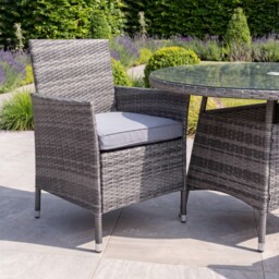 Charles Bentley Garden Outdoor Pair Of Rattan Dining Chairs Grey