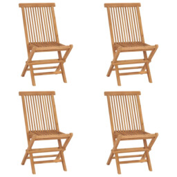 Folding Garden Chairs 4 Pcs Solid Teak Wood Vidaxl