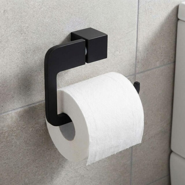 Toilet Roll Holder Black Ring Paper Rack Wall Mounted Modern
