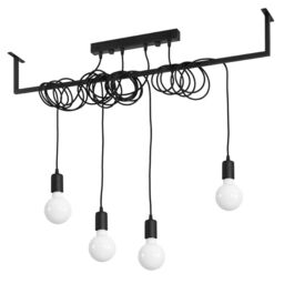 Chandelier Salamanca 4 Steel Fabric Black E27 Led Sollux Lightig