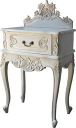 French Rococo Bedside Table One Drawer Plain White Intricately Carved