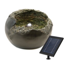 Solar Powered Water Feature Rock Bowl Fountain With Battery Backup