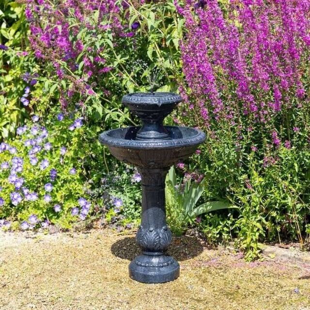 Windsor 2 Tier Solar Bird Bath Water Feature With Lights Classic