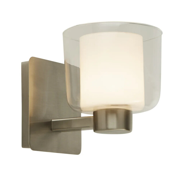 Bathroom Light Silver Bolivia Wall Ip44 Satin Nickel Clear Glass