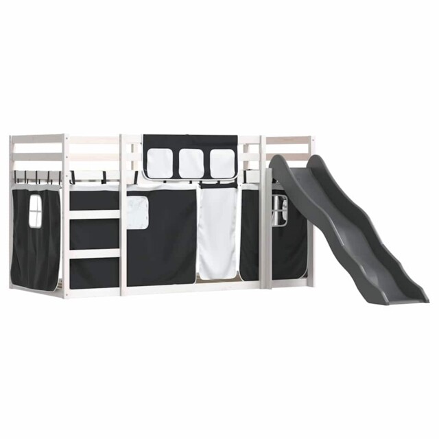 Bunk Bed With Slide And Curtains Bed Frame Kids Twin Sleeper Loft Bed