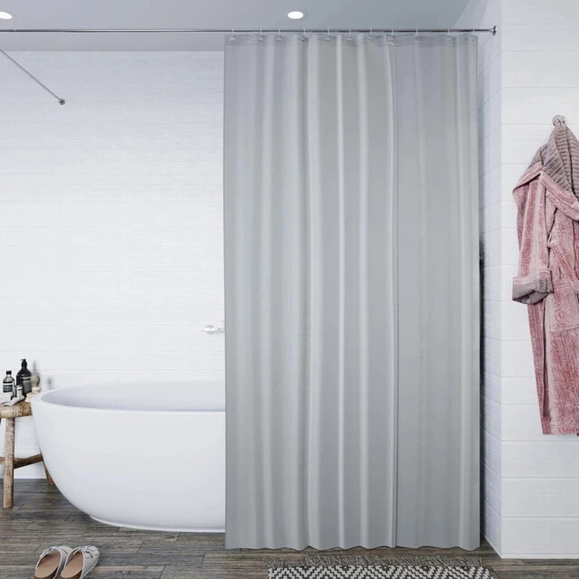 Croydex Grey Shower Curtain 180x180cm Waterproof Mould Proof Vinyl