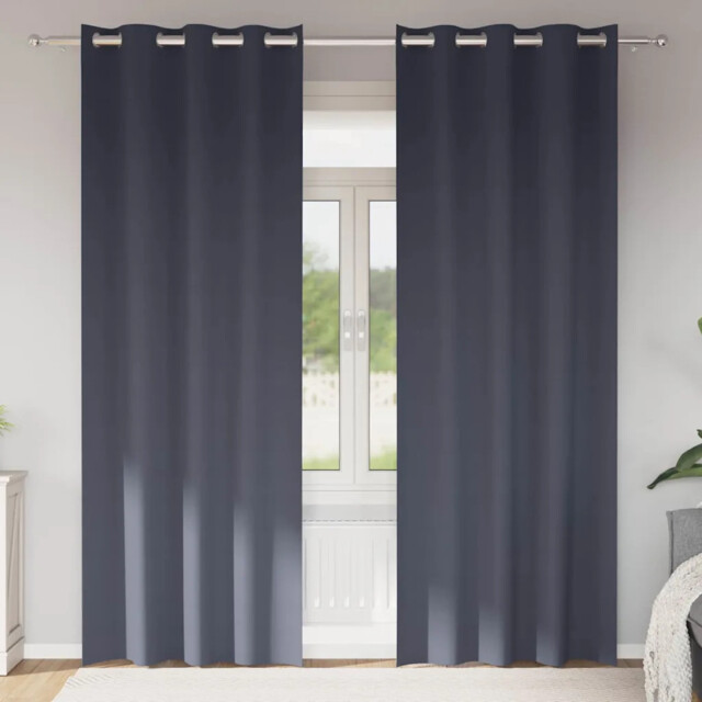 Curtains With Curtains 2 Pcs Anthracite Polyester Vidaxl