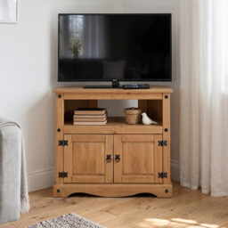Corona Tv Unit Corner Media Cabinet Stand 2 Door Solid Wood Mexican