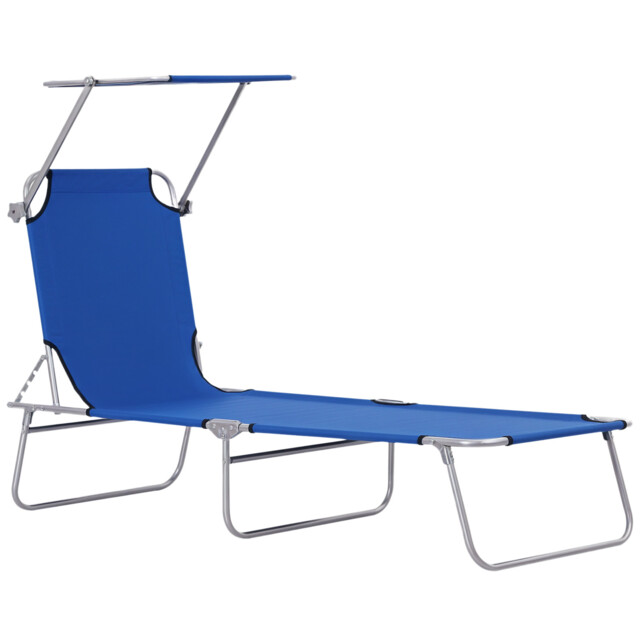 Outsunny Folding Chair Sun Lounger W/ Sunshade Garden Recliner Hammock