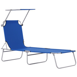 Outsunny Folding Chair Sun Lounger W/ Sunshade Garden Recliner Hammock
