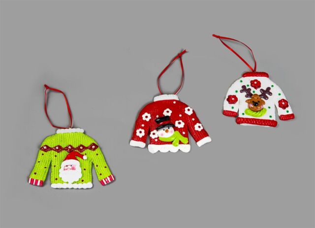 Christmas Hanging Decoration Jumper Santa Snowman Reindeer Xmas Tree