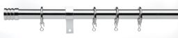 Universal Metal Curtain Pole, Stud Finial, 28mm Satin Steel, Chrome,
