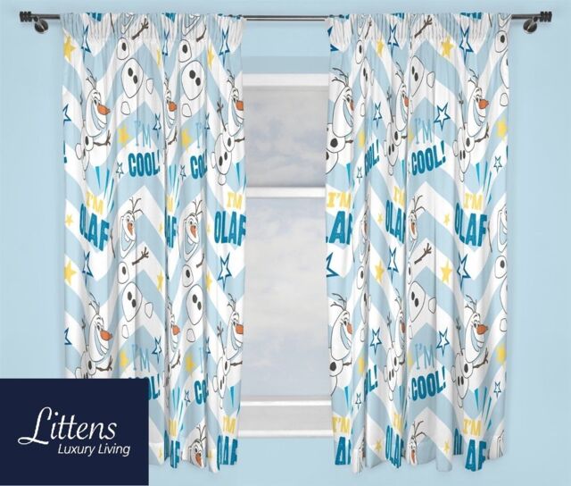 "66"" X 54"" Disney Frozen Olaf Pair Curtains, Ready Made, Childrens,"