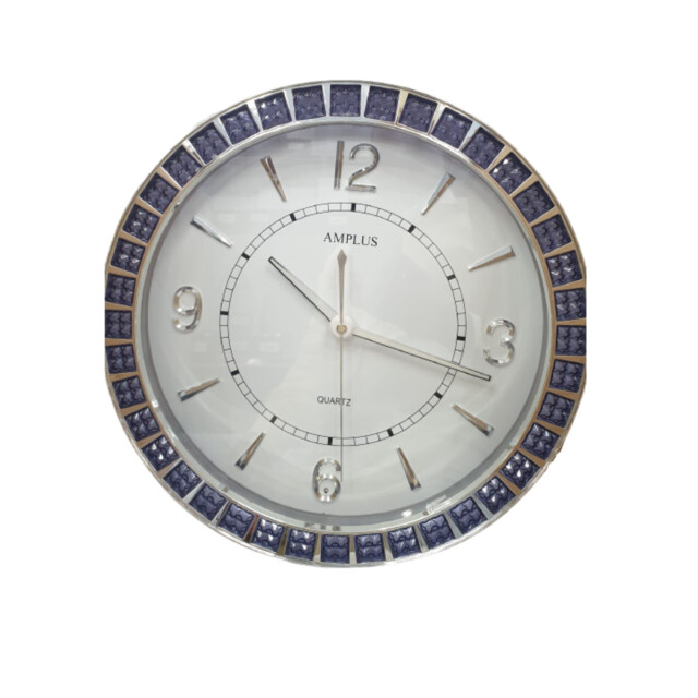 Wall Clock Silent Sweep Movement Blue Minimalist Modern Home Office