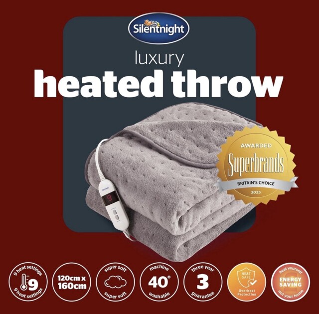 Silentnight Comfort Control 120cm X 160cm Luxury Heated Throw -