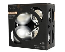 Christmas Tree Baubles, Shatterproof, Mixed Shiny & Matt Silver -