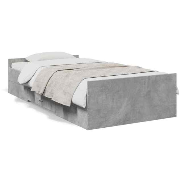 Bed Frame With Drawers Concrete Grey 75x190 Cm Small Single Engineered