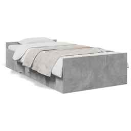 Bed Frame With Drawers Concrete Grey 75x190 Cm Small Single Engineered