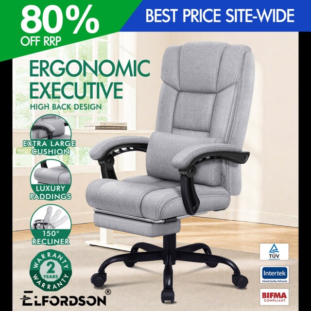 Elfordson Office Chair Executive High Back Recliner Swivel Footrest