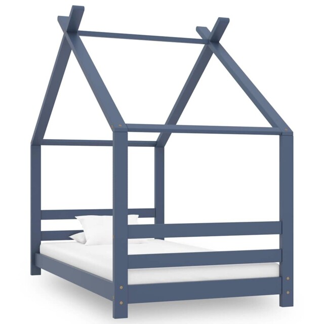 Solid Pine Wood Kids Bed Frame Grey 80x160 Cm Home Bedstead Furniture