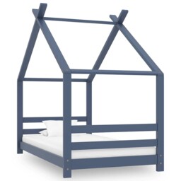 Solid Pine Wood Kids Bed Frame Grey 80x160 Cm Home Bedstead Furniture