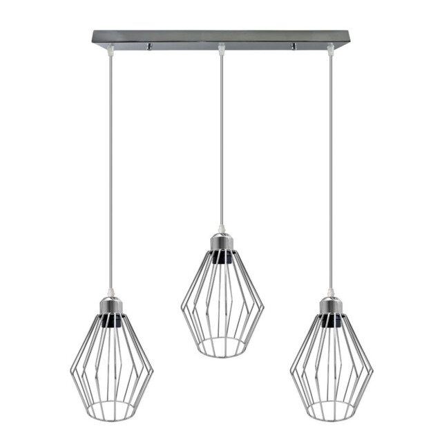 Chrome 3 Head Rectangle Base Ceiling Lamp