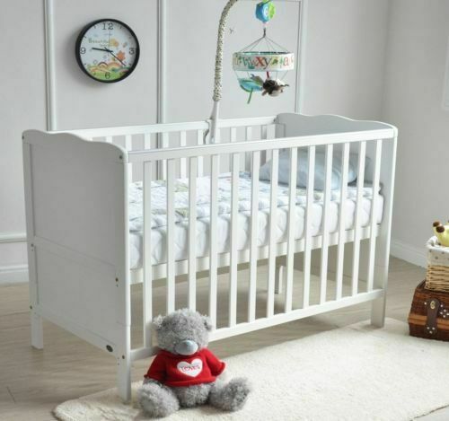 Mcc Wooden Baby Cotbed & Water Repellent Mattress - White