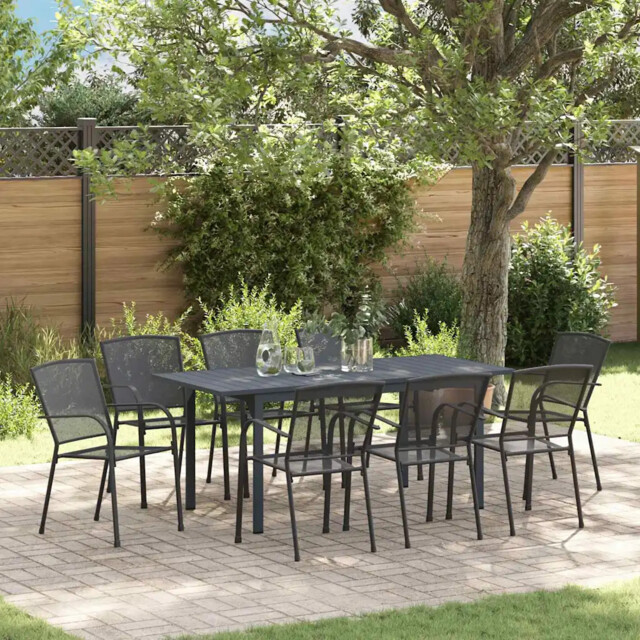 Garden Dining Set 9 Pcs Anthracite Steel Vidaxl