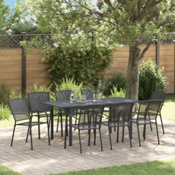 Garden Dining Set 9 Pcs Anthracite Steel Vidaxl