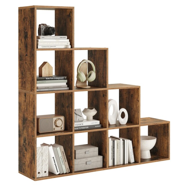 Vasagle 10-cube Bookcase, Bookshelf With 129,5 X29 X Cm, Rustic Brown