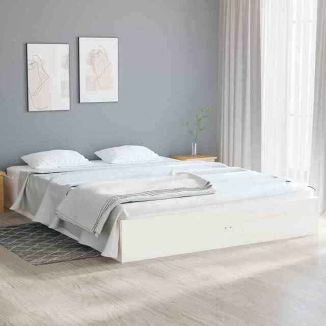Bed Frame White Solid Wood 120x190 Cm Small Double Vidaxl