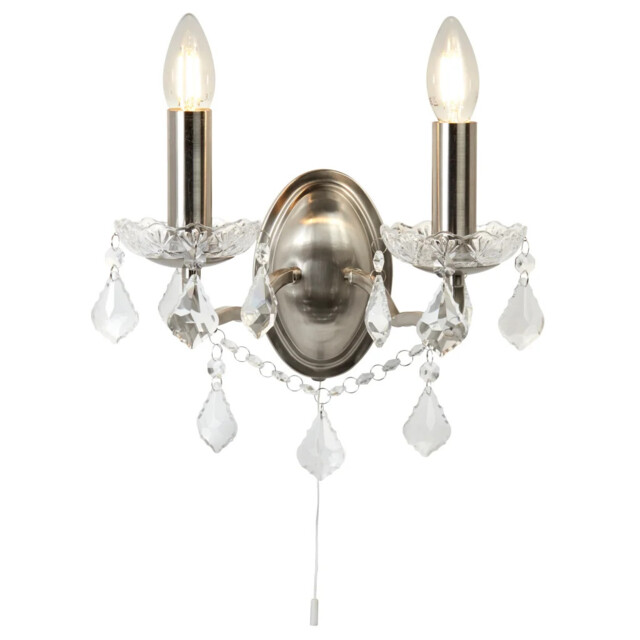 Wall Light Silver Paris Satin Searchlight 8732-2ss