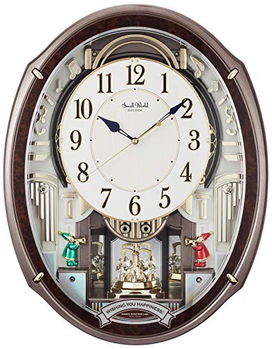 Rhythm Radio-controlled Wall Clock With 48 Melodies Brown 49.9 X 38.9