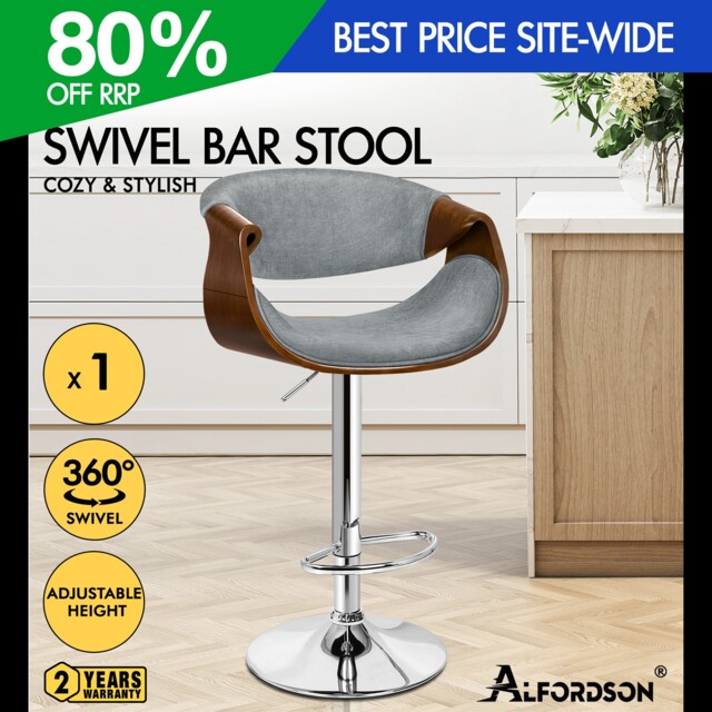 Alfordson Bar Stool Padded Wooden W/ Armrest Swivel Pub Breakfast