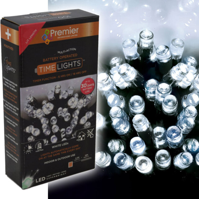400 Led 40m Premier Battery 8 Function Outdoor Smart Timer Lights Cool