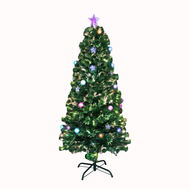 Led Christmas Tree Pre-lit Green Fiber Optic Lights Xmas Festive Home